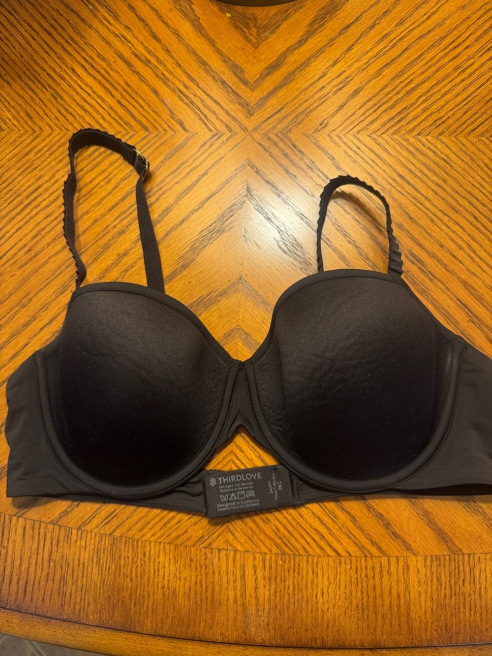 ThirdLove Black T-Shirt Bra - Smooth Molded Cups - 36 C